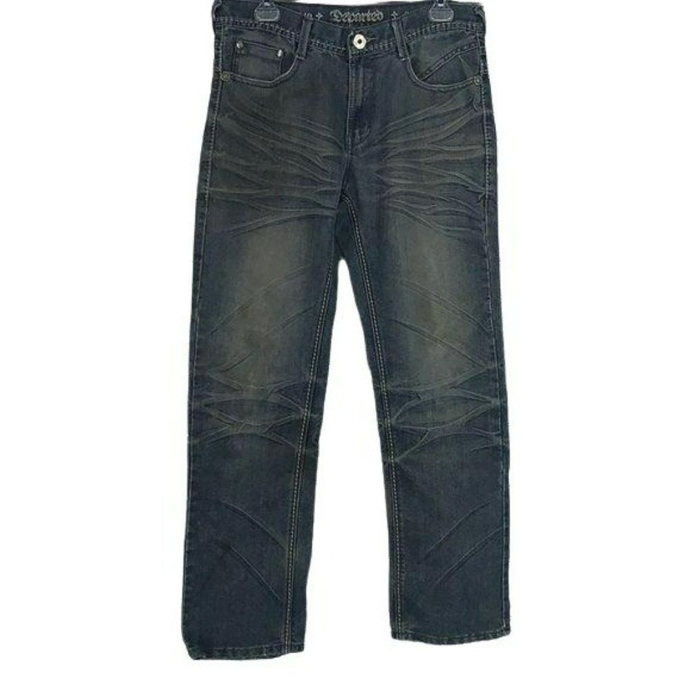 Departed Men's Slim Straight Distressed‎ Wash Jeans Size 32 x 30